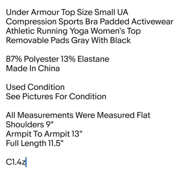 Under Armour Top Size Small UA Compression Sports Bra Padded Activewear Athletic - Picture 2 of 4
